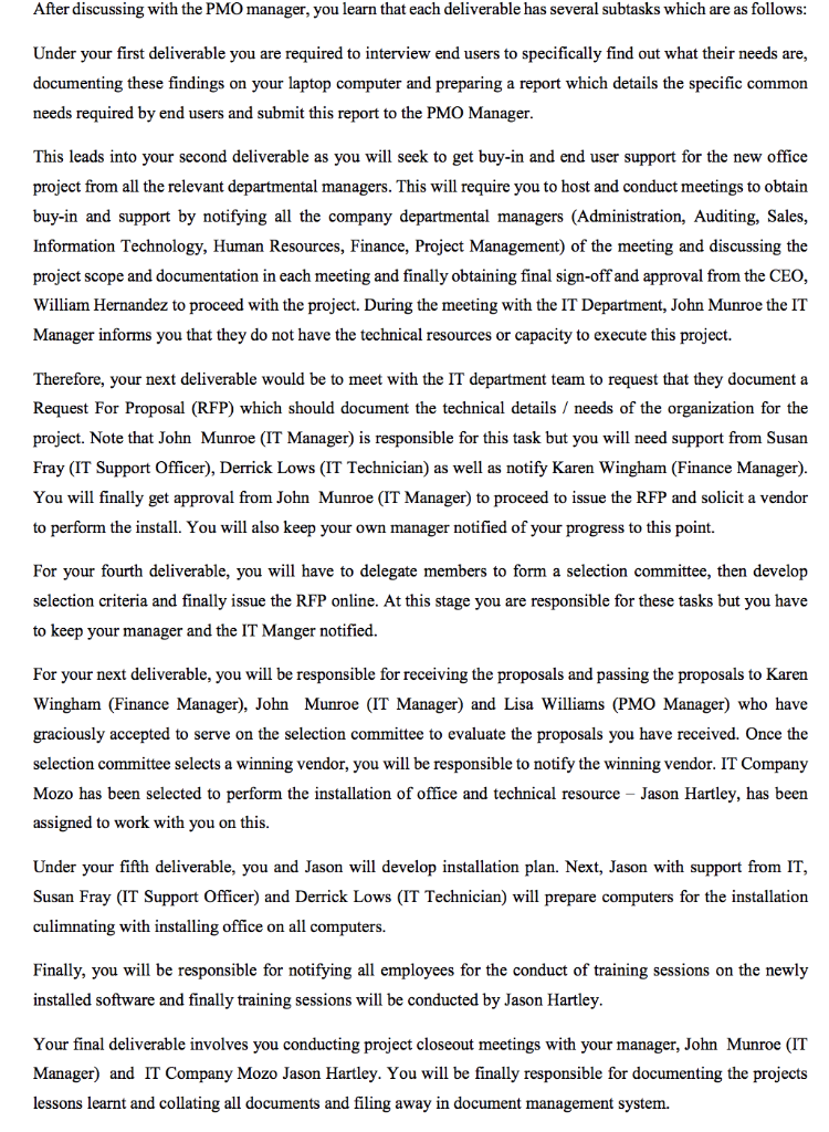 1. b. Develop a Work Breakdown Structure for the