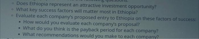 Does Ethiopia represent an attractive investment