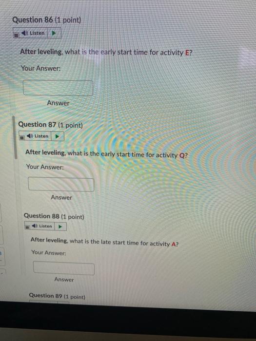 Use the network plan that follows to answer the