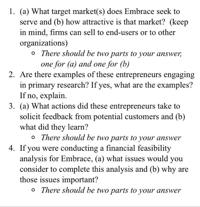 solve 1-4 1. (a) What target market(s) does