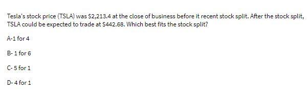 Tesla's stock price (TSLA) was $2,213.4 at the