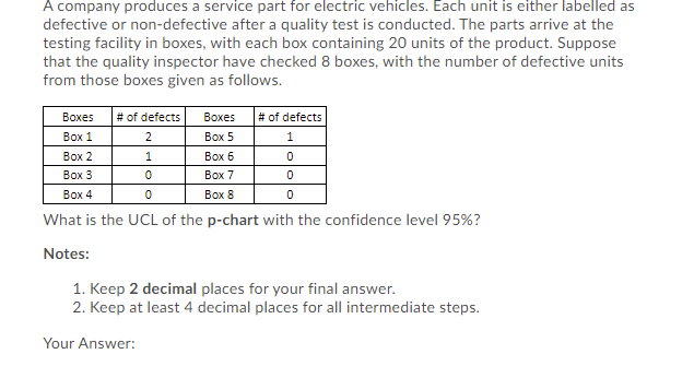 A company produces a service part for electric