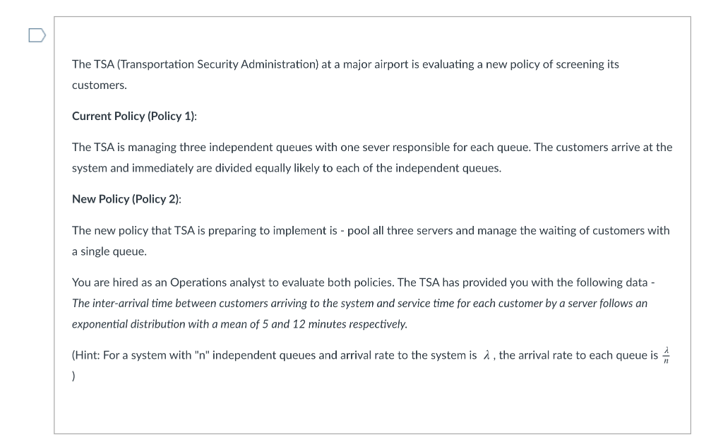 Which policy would you recommend? The TSA