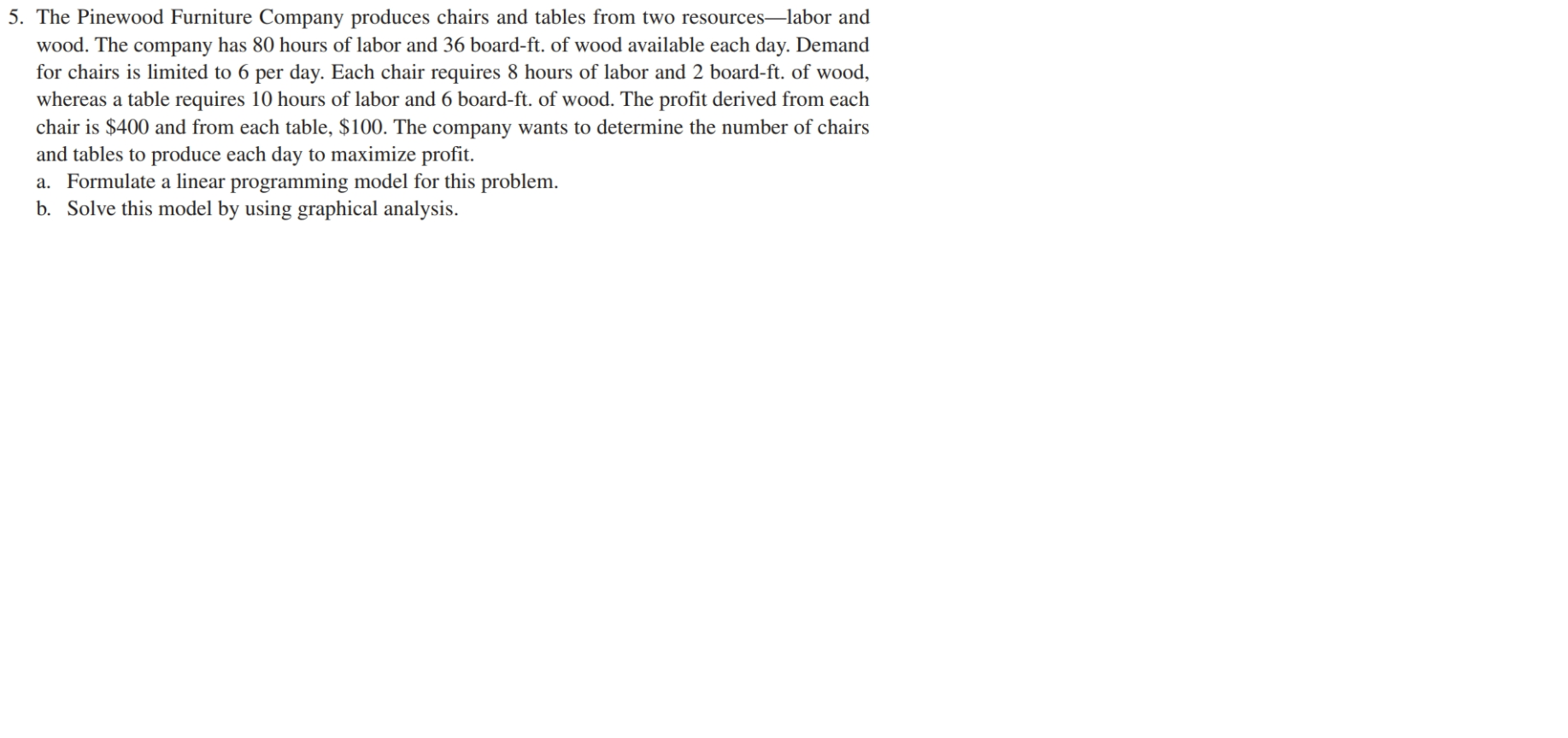 Formulate the mathematical models ONLY for the