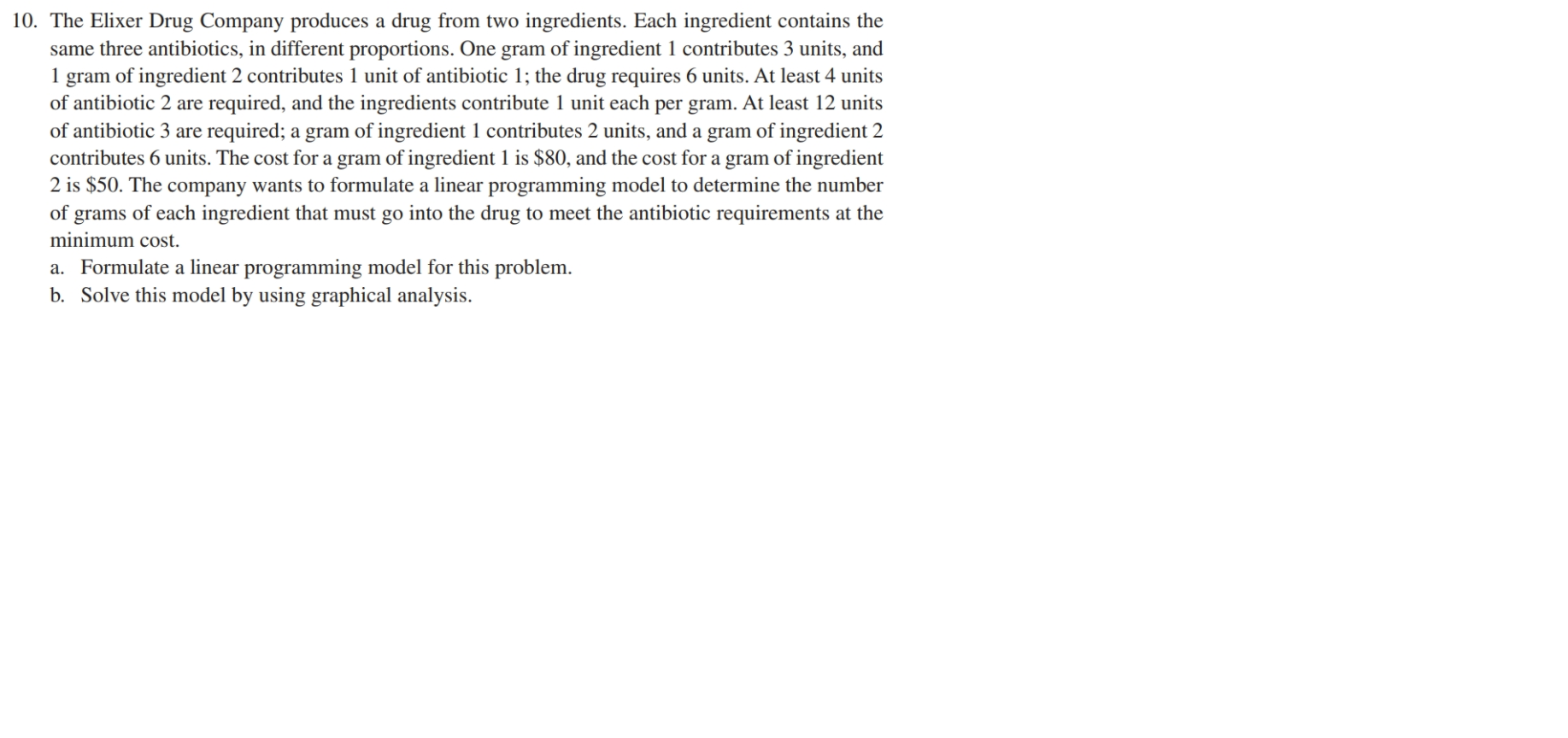 Formulate the mathematical models ONLY for the