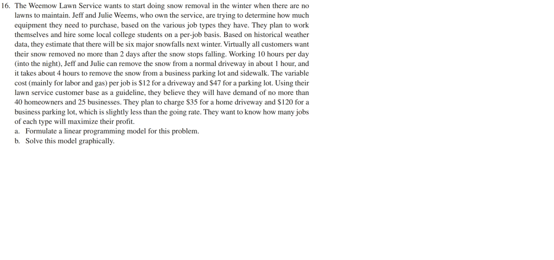 Formulate the mathematical models ONLY for the