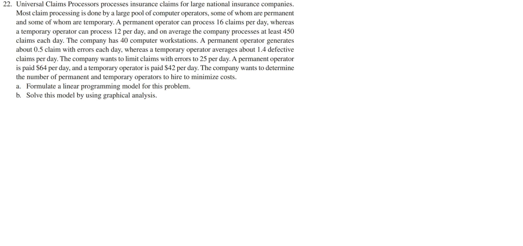 Formulate the mathematical models ONLY for the