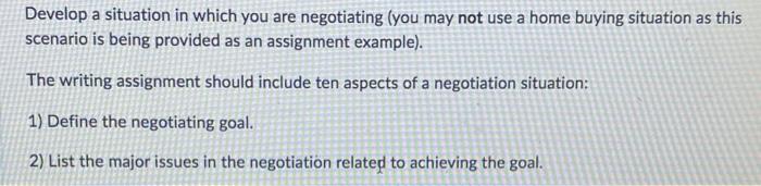 please help create a negotation scenario when