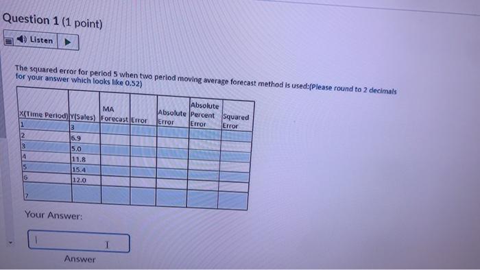 please answer fast Question 1 (1 point) Listen