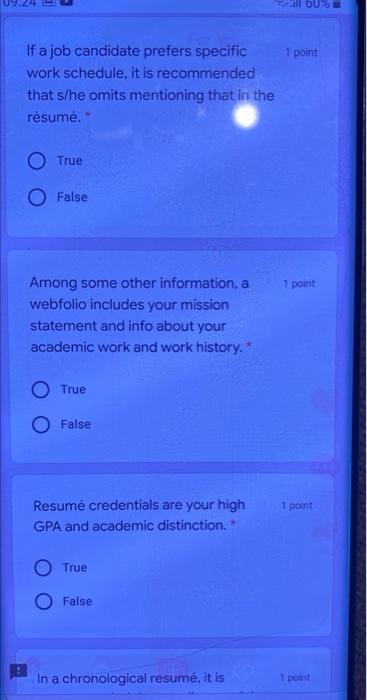 If you have much work experience, it 1 point is