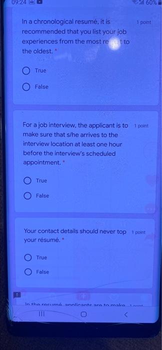 If you have much work experience, it 1 point is