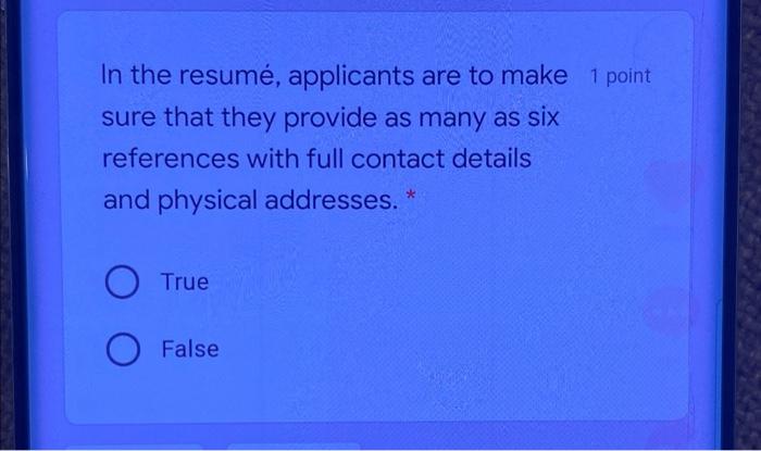 If you have much work experience, it 1 point is