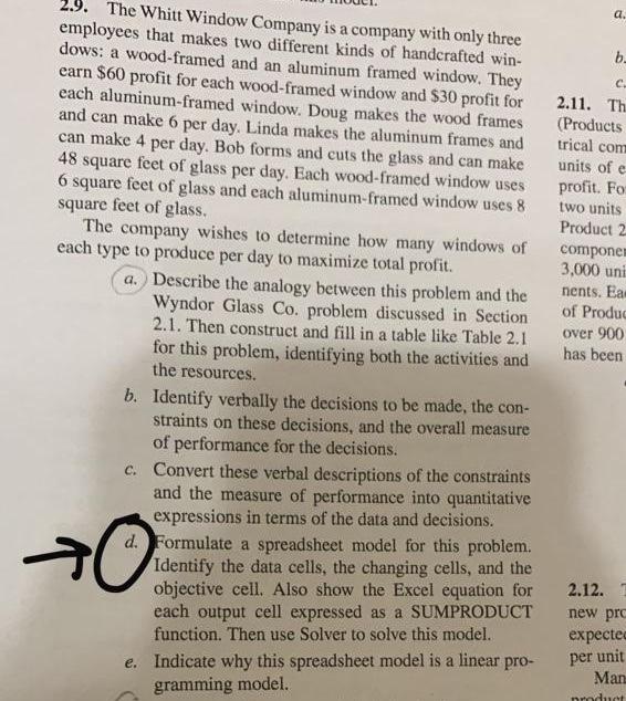 answer only question "D". thank you 2.9. The
