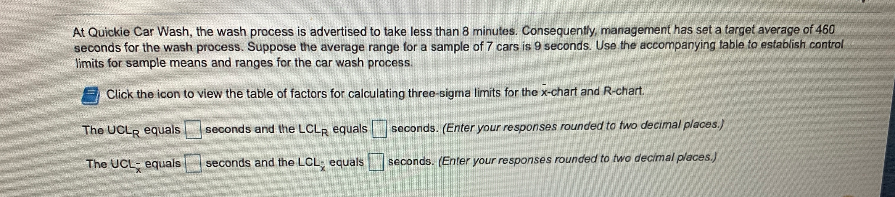 Factors for calculating three-sigma limits for