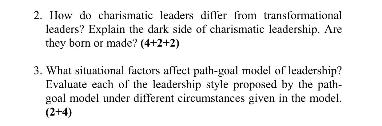 2. How do charismatic leaders differ from