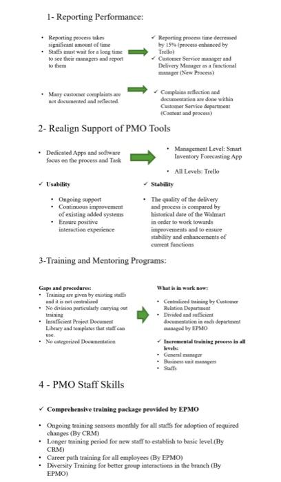 1- Reporting Performance: 2- Realign Support of