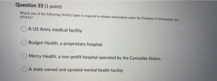 please helpp me Question 33 (1 point) Which one