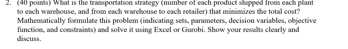Problem 1 (100 points): Supply chain