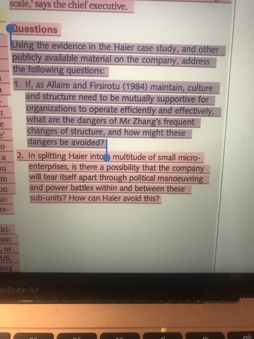 scale,' says the chief executive. Questions Using