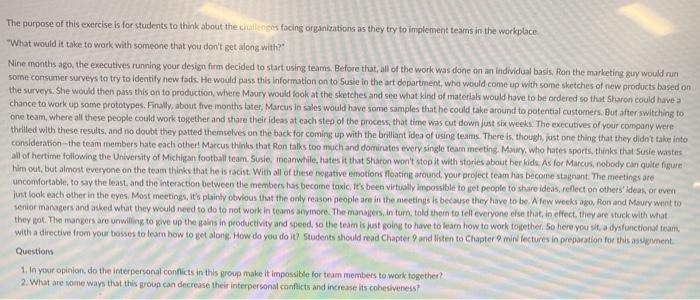 The purpose of this exercise is for students to