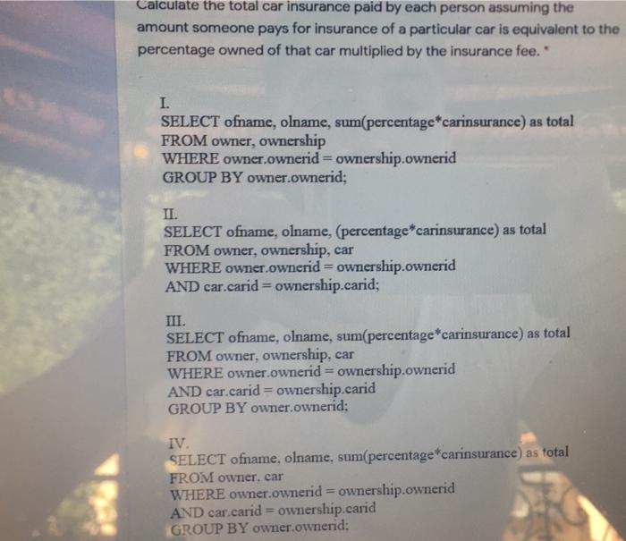 Calculate the total car insurance paid by each