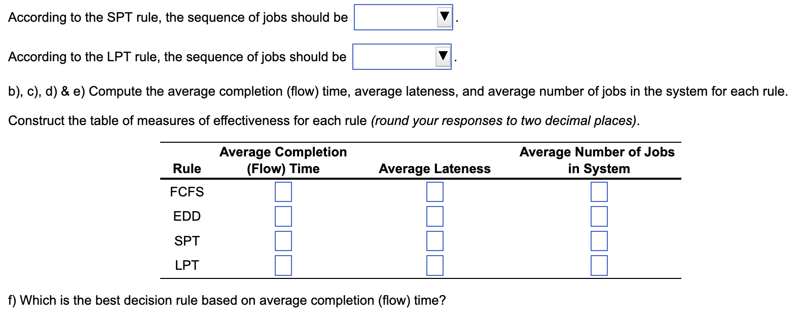 At the campus copy shop, six jobs have arrived in