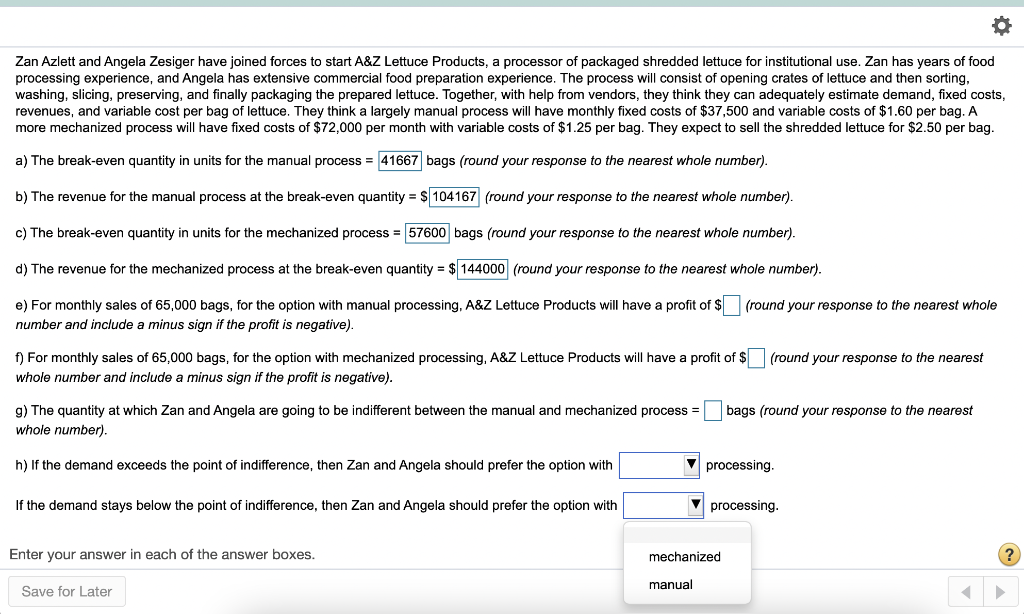 I just need E) through H) please Zan Azlett and