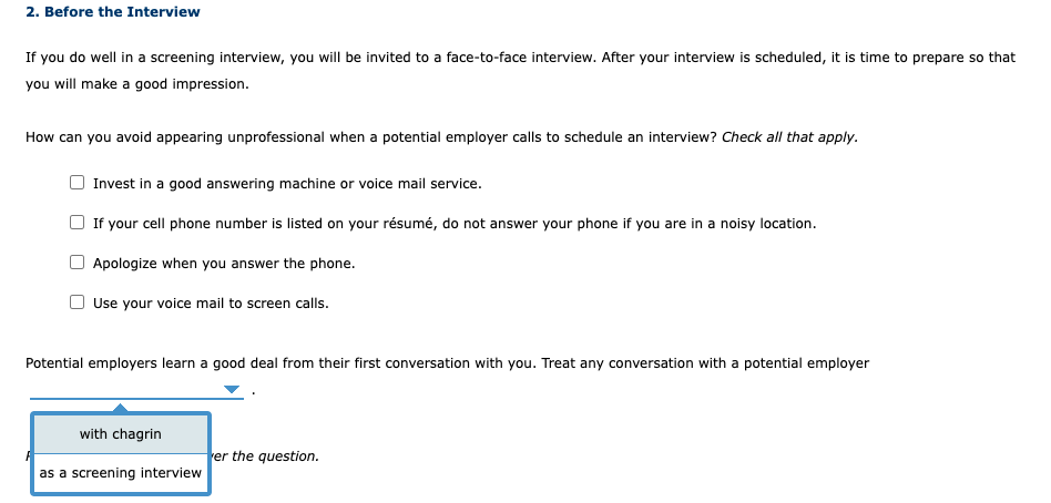 2. Before the Interview If you do well in a