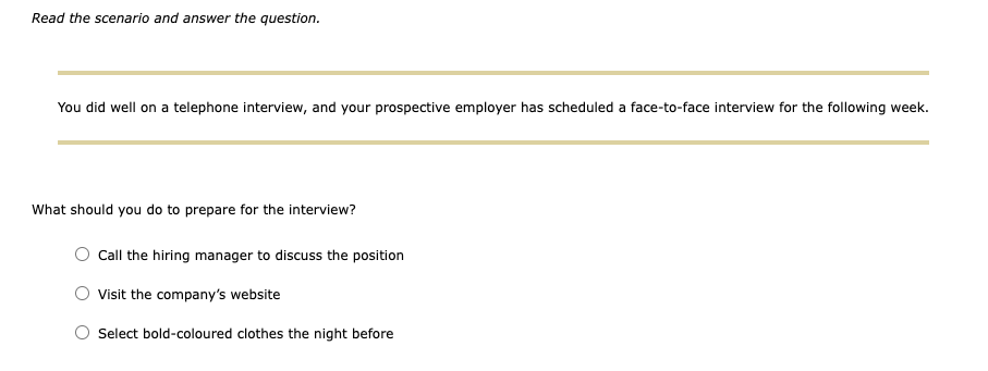 2. Before the Interview If you do well in a