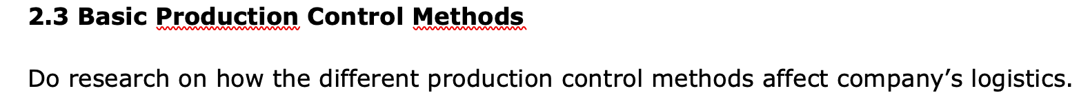 2.3 Basic Production Control Methods Do research