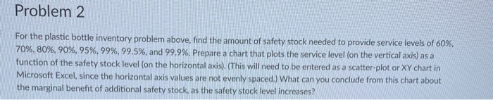 Problem 2 For the plastic bottle inventory