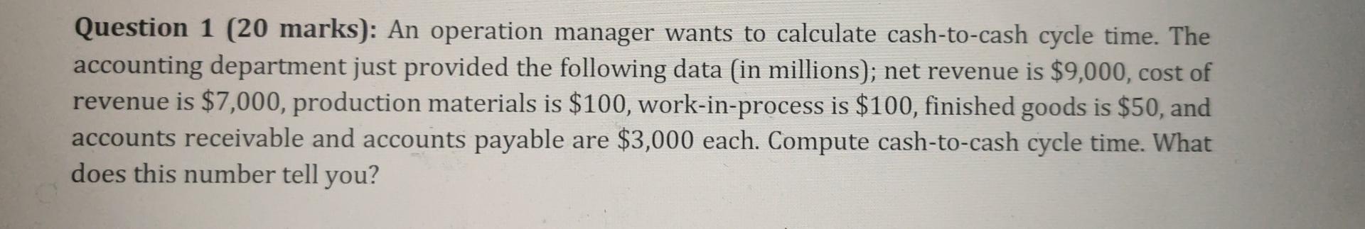 it is provided with annual data. Question 1 (20