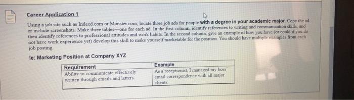 Career Application 1 Using a job site such as