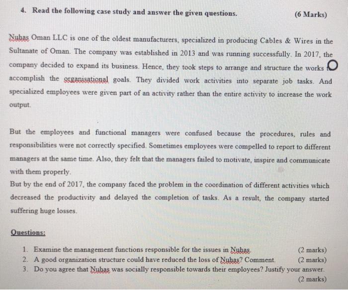 plz answer it quickly 4. Read the following case