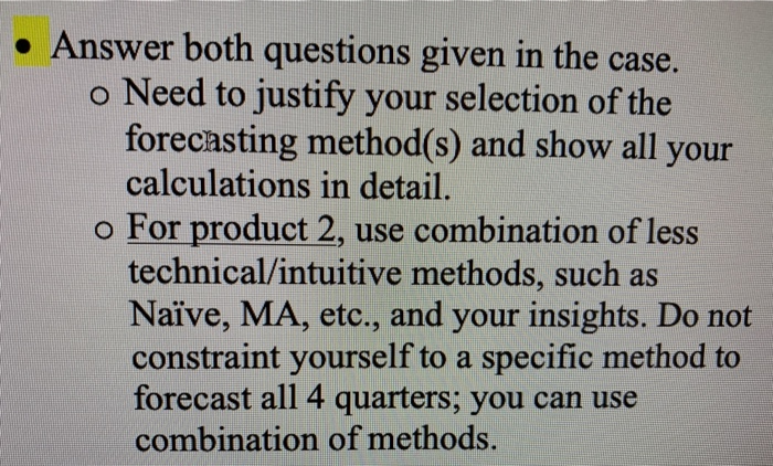 CASE M&L MANUFACTURING Week Product 1 50 Product