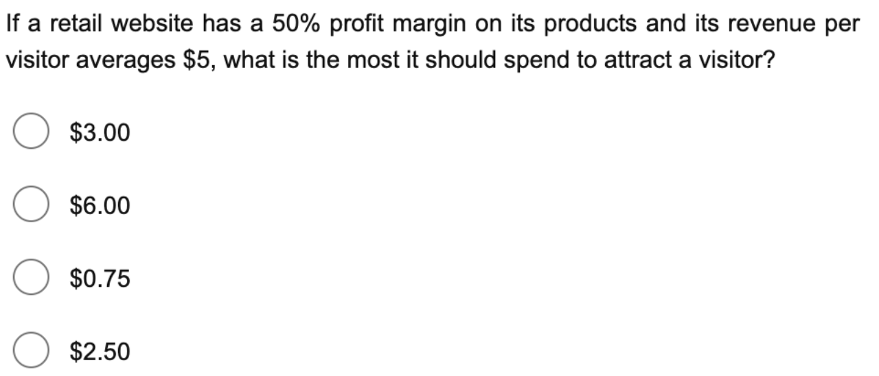 If a retail website has a 50% profit margin on
