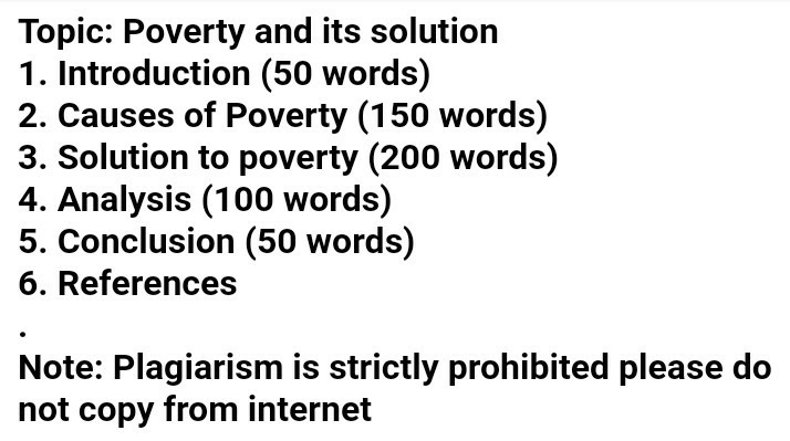 Topic: Poverty and its solution 1. Introduction