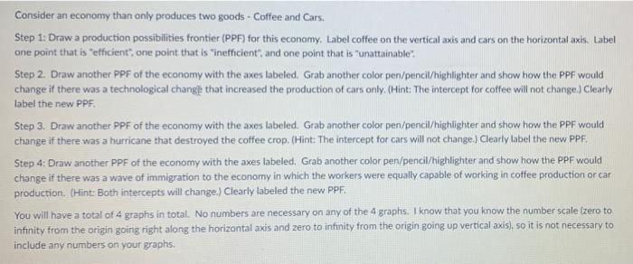 Consider an economy than only produces two goods