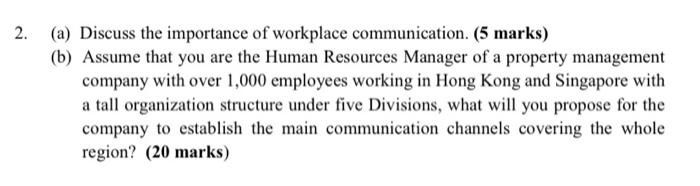 2. (a) Discuss the importance of workplace