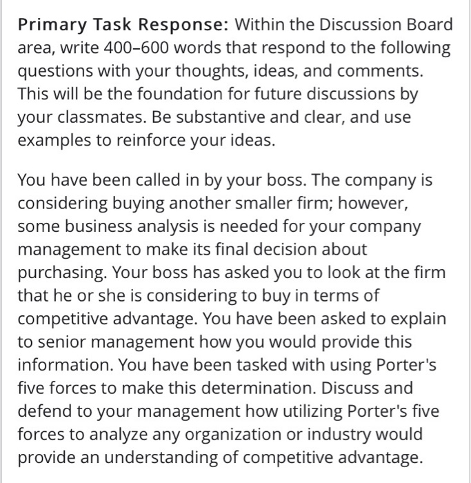 Primary Task Response: Within the Discussion