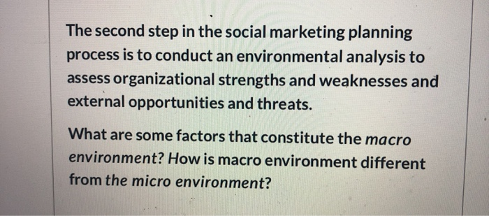 The second step in the social marketing planning