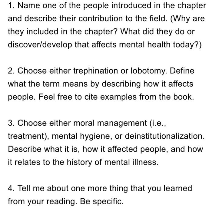 1. Name one of the people introduced in the