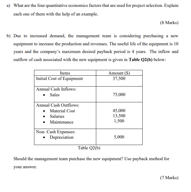 a) What are the four quantitative economics