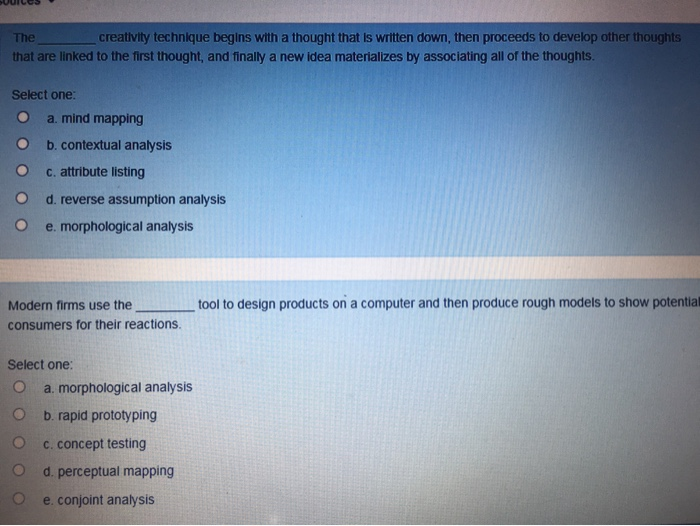 The creativity technique begins with a thought