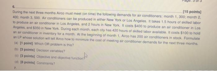 6. [15 points) During the next three months Airco