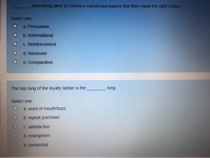 advertising aims to convince current purchasers