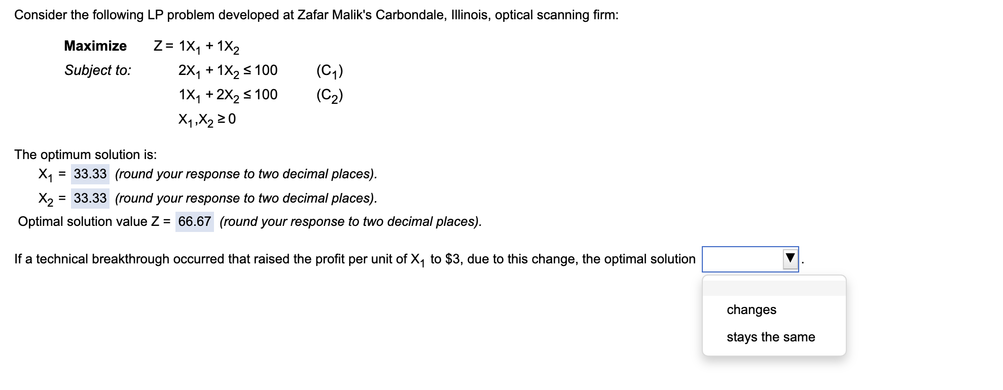 please graph and plot the points L.P. Model: 100-
