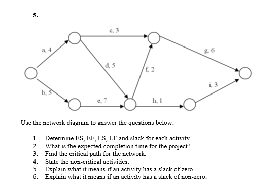 Use the network diagram to answer the questions