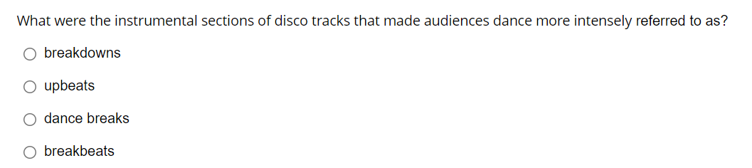 What were the instrumental sections of disco