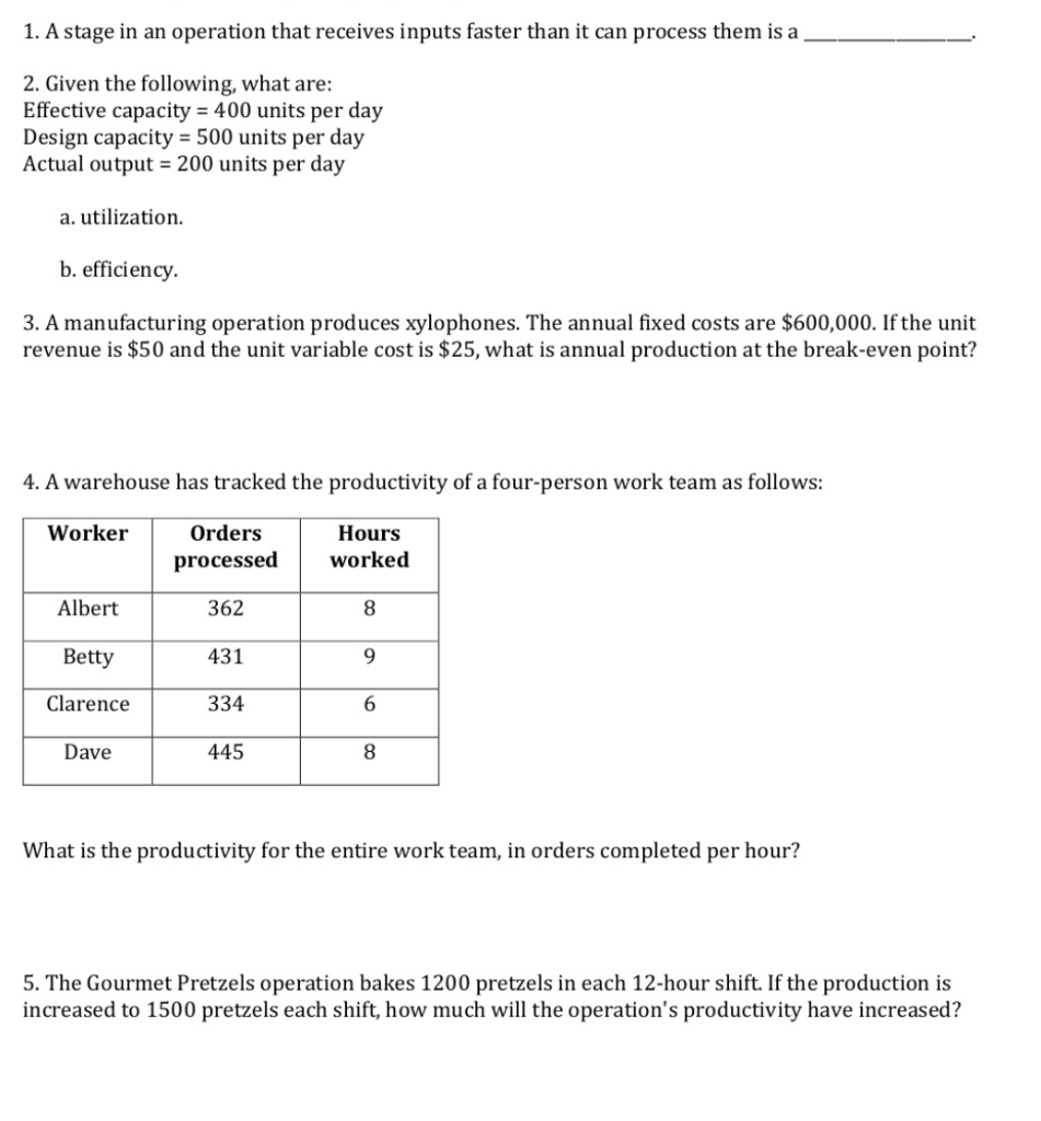 1. A stage in an operation that receives inputs